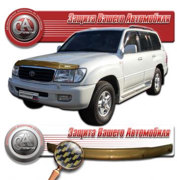 Дефлектор капота CA-Plastiс Toyota Land Cruiser  100 (1998-2002) дорестайлинг (серия Шелкография карбон золото)