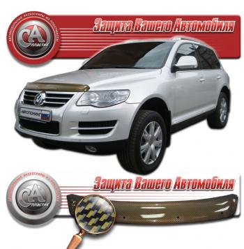 Дефлектор капота CA-Plastiс Volkswagen Touareg  GP (2006-2010) рестайлинг (серия Шелкография карбон золото)