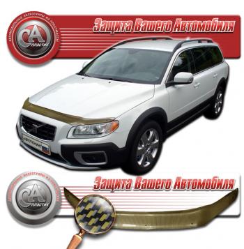 Дефлектор капота CA-Plastiс Volvo XC70 (2007-2013) дорестайлинг (серия Шелкография карбон золото)