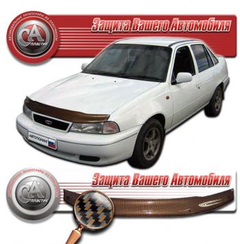 Дефлектор капота CA-Plastiс Daewoo Nexia  дорестайлинг (1995-2008) (серия Шелкография карбон медь)