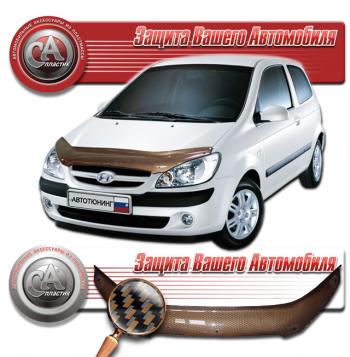 Дефлектор капота CA-Plastiс Hyundai Getz  TB (2005-2011) хэтчбэк 3 дв. рестайлинг (серия Шелкография карбон медь)