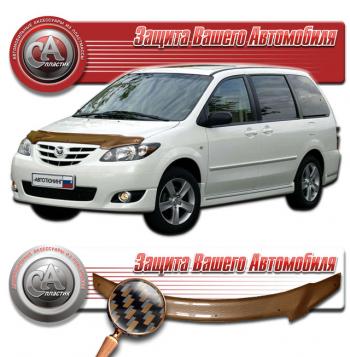 Дефлектор капота CA-Plastiс Mazda MPV  LW (2003-2006) 2-ой рестайлинг (серия Шелкография карбон медь)