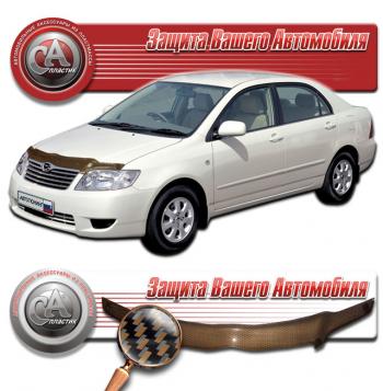  Дефлектор капота CA-Plastiс Toyota Corolla  E120 (2004-2007) седан рестайлинг (серия Шелкография карбон медь)