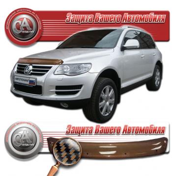 Дефлектор капота CA-Plastiс Volkswagen Touareg  GP (2006-2010) рестайлинг (серия Шелкография карбон медь)