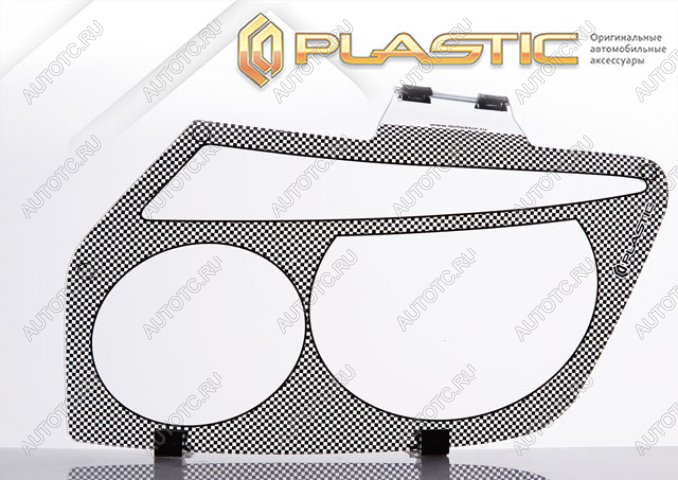 2 159 р. Защита фар Шелкография черная CA Plastic на Mazda Familia универсал 1997-2001  с доставкой в г. Пермь