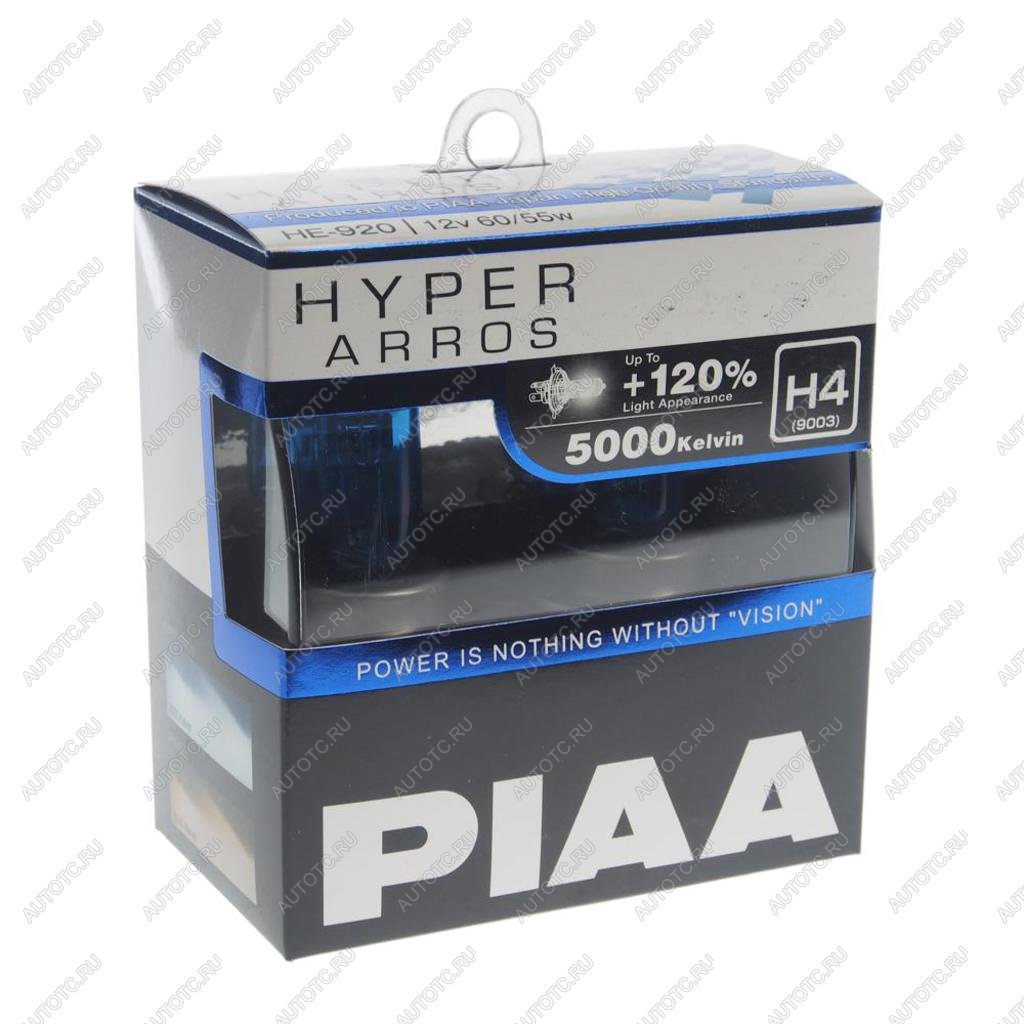 2 049 р. Лампа 12V H4 6055W P43t-38 +120% 5000K бокс (2шт.) Hyper Arros PIAA PIAA (Пиаа) he-920-h4  с доставкой в г. Пермь