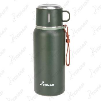 1 839 р. Термос ТОНАР 900ML хаки (пробка-ситечко, крышка-кружка, ремешок)  t-kd-7030-0.9  с доставкой в г. Пермь. Увеличить фотографию 1