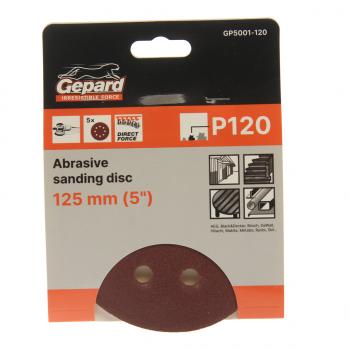 Бумага наждачная на липучке D125 P120 8 отверстий 5шт. GEPARD GEPARD gp5001-120