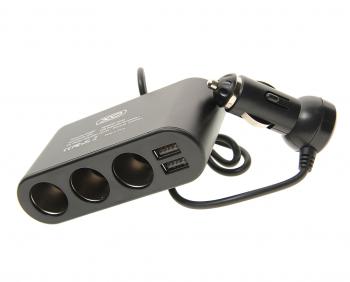 799 р. Разветвитель прикуривателя 3-х гнездовой 12V 2USB черный XO XO cc40 black  с доставкой в г. Пермь. Увеличить фотографию 1