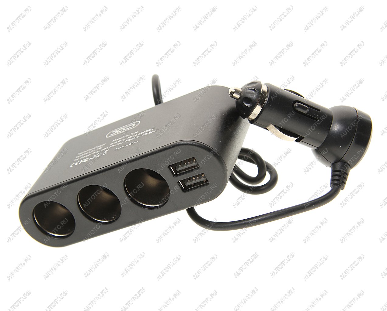 799 р. Разветвитель прикуривателя 3-х гнездовой 12V 2USB черный XO XO cc40 black  с доставкой в г. Пермь