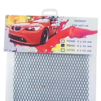 589 р. Решетка радиатора сетка (черная) 120х20см (ромб 8х16мм) GRILLE TUNING GRILLE TUNING 120х20 (ромб 8х16) black  с доставкой в г. Пермь. Увеличить фотографию 2