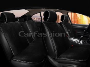 5 649 р. Накидка на сиденье мех искусственный черная 5шт. Alpaca Plus CARFASHION CARFASHION 22168  с доставкой в г. Пермь. Увеличить фотографию 1