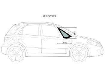 Стекло форточки (Спереди Справа Цвет зеленый) Suzuki SX4 06-16  Fiat Sedici 06-11 XYG SX4 FV/RH/X