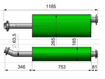 Глушитель ГАЗ-2217,27527 дв.CUMMINS ЕВРО-3 ТЕХКОМ ТЕХКОМ 27527-1201008
