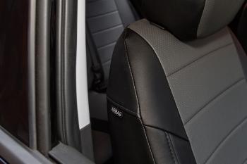 5 999 р. Чехлы на сиденье Экокожа (с 2021г. 40/60 с подлокот. экокожа) Seintex  Hyundai Creta  SU (2020-2022) (черный/серый)  с доставкой в г. Пермь. Увеличить фотографию 4