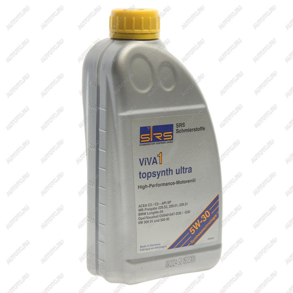 1 689 р. Масло моторное VIVA 1 topsynth Ultra 5W30 синт.1л SRS SRS 40343  с доставкой в г. Пермь