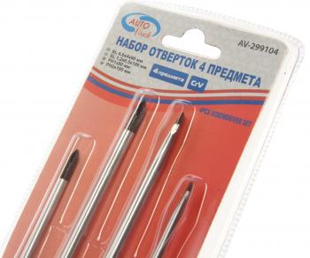289 р. Набор отверток SL4-6.5х100м,PH1-2х100мм 4 предмета в блистере AV STEEL AV STEEL av-299104  с доставкой в г. Пермь. Увеличить фотографию 3