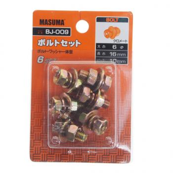 229 р. Болт М6.0x1.0х16.0 с гайкой, шайбой и гровером набор 6шт. MASUMA MASUMA bj-009  с доставкой в г. Пермь. Увеличить фотографию 2