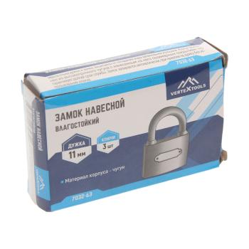 379 р. Замок навесной 63мм всепогодный VERTEXTOOLS VERTEXTOOLS 7032-63  с доставкой в г. Пермь. Увеличить фотографию 2