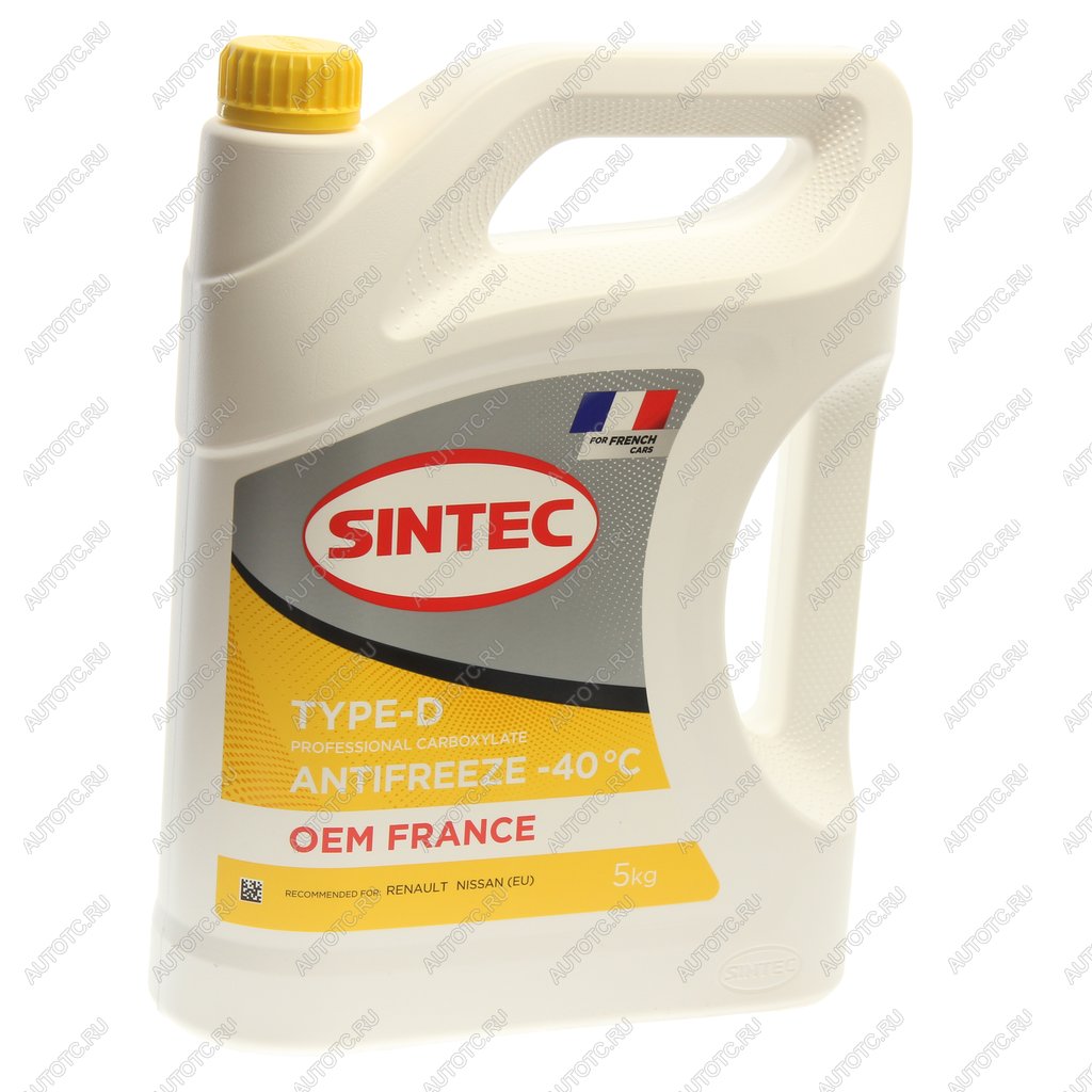 1 399 р. Антифриз желтый -40C 5кг OEM France Type-D SINTEC SINTEC 6145014  с доставкой в г. Пермь