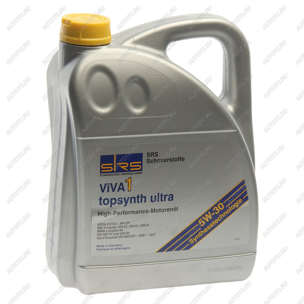 7 299 р. Масло моторное VIVA 1 topsynth Ultra 5W30 синт.5л SRS SRS 39517  с доставкой в г. Пермь