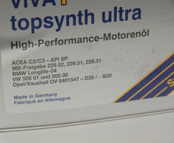 7 299 р. Масло моторное VIVA 1 topsynth Ultra 5W30 синт.5л SRS SRS 39517  с доставкой в г. Пермь. Увеличить фотографию 2