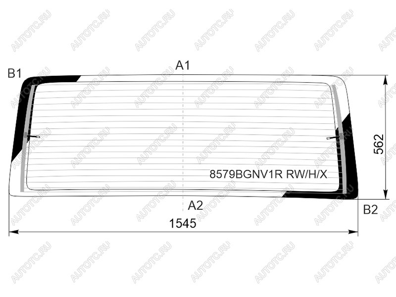 8 799 р. Стекло заднее (Цвет зеленый Обогрев) Volkswagen Transporter 15-  California 15-22  Caravelle 15- XYG 8579BGNV1R RW/H/X  с доставкой в г. Пермь