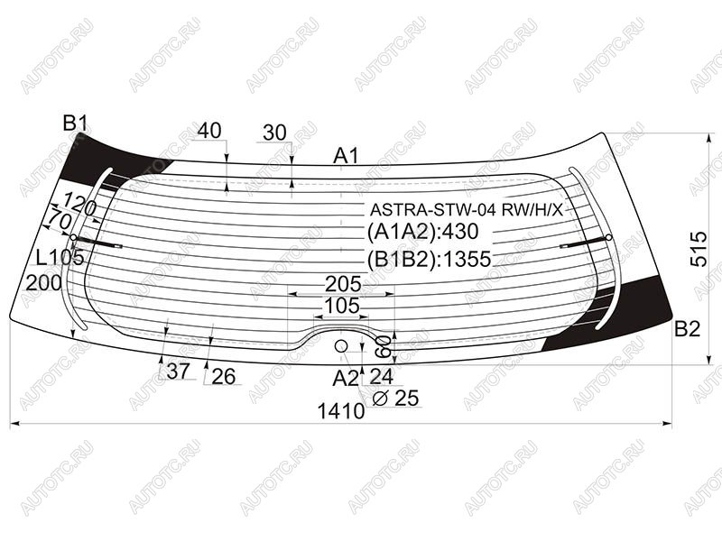 9 749 р. Стекло заднее (Цвет зеленый Обогрев) Opel Astra 04-13  Astra Family 11-14 XYG ASTRA-STW-04 RW/H/X  с доставкой в г. Пермь