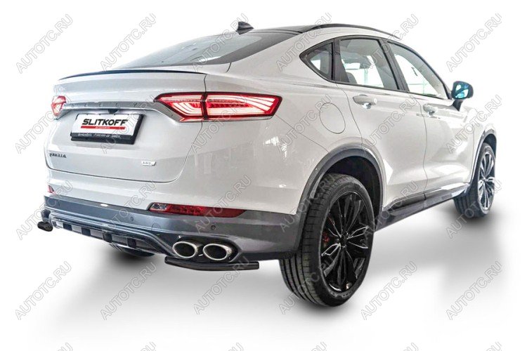 4 999 р. Защита заднего бампера уголки d42 Slitkoff  Geely Tugella  FY11,HPBA4 (2022-2025) рестайлинг ( Сталь с полимерным покрытием в цвет черный)  с доставкой в г. Пермь