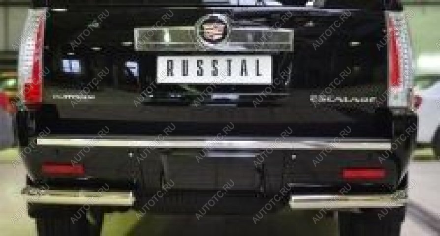 14 999 р. Защита заднего бампера уголки d57 (секции) Slitkoff  Cadillac Escalade  GMT926 джип 5 дв. (2006-2014) короткая база (нержавейка полированная)  с доставкой в г. Пермь