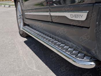 Пороги труба SLITKOFF Chery Tiggo 5  (T21) (2014-2017) дорестайлинг