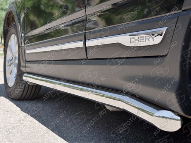 9 749 р. Пороги труба SLITKOFF Chery Tiggo 5 (T21) дорестайлинг (2014-2017) (d57 мм)  с доставкой в г. Пермь