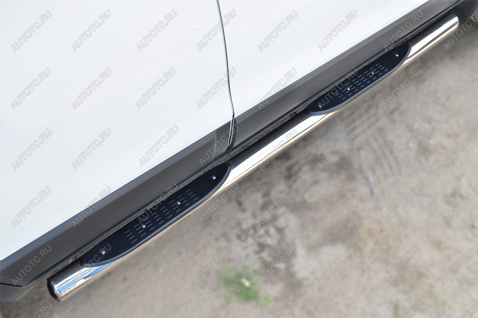 24 549 р. Пороги труба с накладкой SLITKOFF  Chevrolet Captiva (2013-2016) 2-ой рестайлинг (d76 мм)  с доставкой в г. Пермь