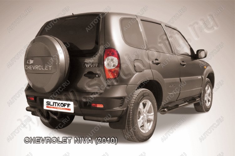 10 249 р. Защита заднего бампера уголки d57 (секции)(BERTONE) Slitkoff  Chevrolet Niva  2123 (2009-2020) рестайлинг (Сталь с полимерным покрытием в цвет черный)  с доставкой в г. Пермь