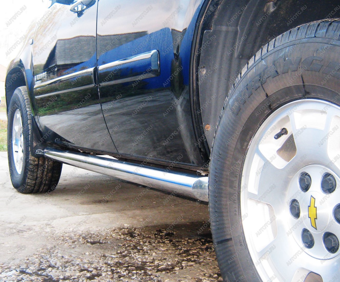 23 799 р. Пороги труба SLITKOFF Chevrolet Tahoe GMT900 5 дв. (2006-2013) (d76 мм)  с доставкой в г. Пермь