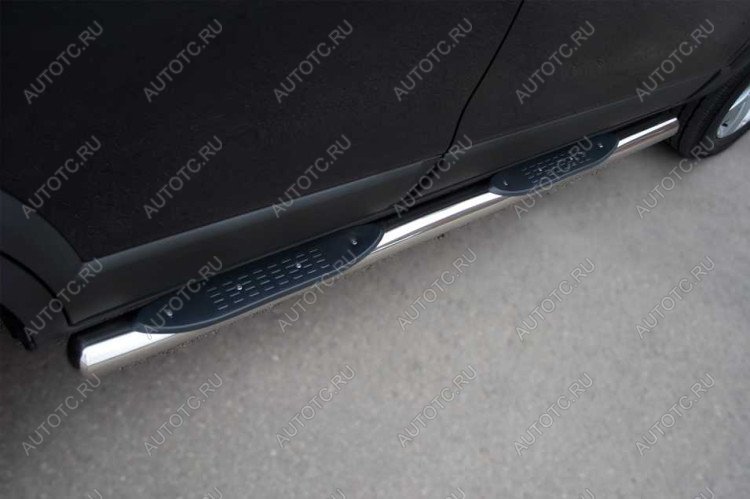 24 549 р. Пороги труба с накладками SLITKOFF  Chevrolet Tahoe  GMT900 (2006-2013) 5 дв. (d76 мм)  с доставкой в г. Пермь