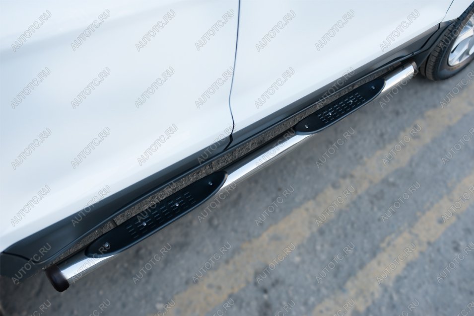 24 799 р. Пороги труба с накладками SLITKOFF Ford EcoSport дорестайлинг (2013-2019) (d76 мм)  с доставкой в г. Пермь