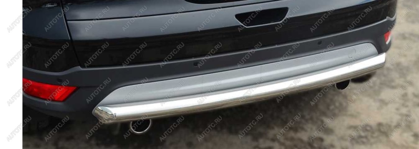 10 249 р. Защита заднего бампера d57 дуга Slitkoff  Ford Kuga  2 (2016-2019) рестайлинг (нержавейка полированная)  с доставкой в г. Пермь