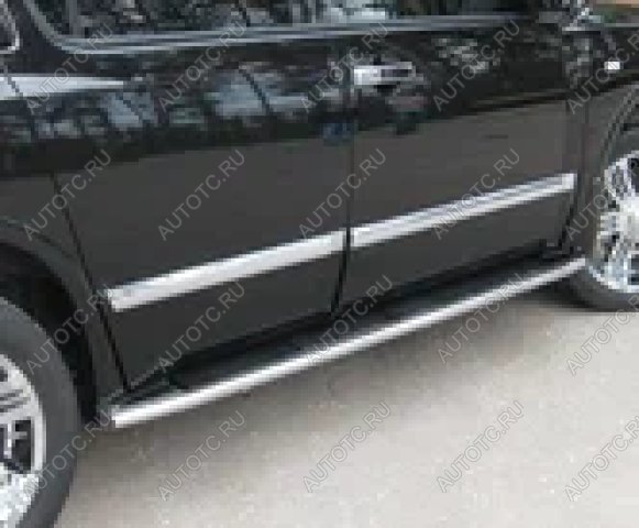 11 999 р. Пороги труба (по колесной базе) SLITKOFF  INFINITI QX56  JA60 (2004-2010) дорестайлинг, рестайлинг (нержавейка, торцы - срез под 45 градусов)  с доставкой в г. Пермь