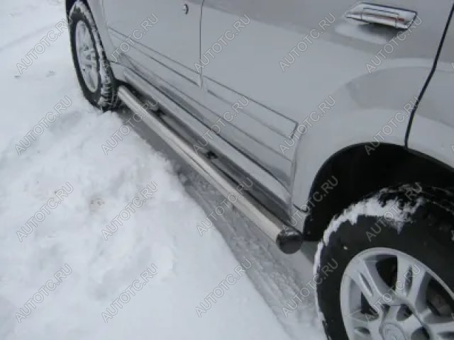 18 799 р. Пороги труба (d57) SLITKOFF Suzuki Grand Vitara JT 5 дверей дорестайлинг (2005-2008) (нержавейка, на торцах пластиковые заглушки)  с доставкой в г. Пермь