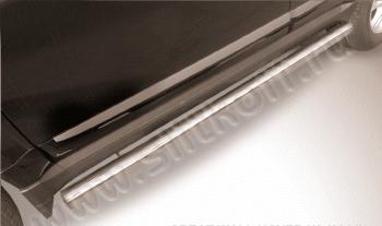 Защита порогов d42 Slitkoff Toyota Land Cruiser 100 2-ой рестайлинг (2005-2007) (нержавейка, на торцах округлая напайка под 90 градусов)