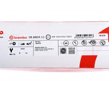 5 299 р. Диск тормозной LAND ROVER Freelander (07-) задний (1шт.) BREMBO BREMBO 08.b804.11  с доставкой в г. Пермь. Увеличить фотографию 5