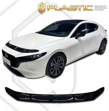 1 999 р. Дефлектор капота CA-Plastic Mazda 3/Axela BP хэтчбэк (2019-2025) (серия Classic черный)  с доставкой в г. Пермь. Увеличить фотографию 2