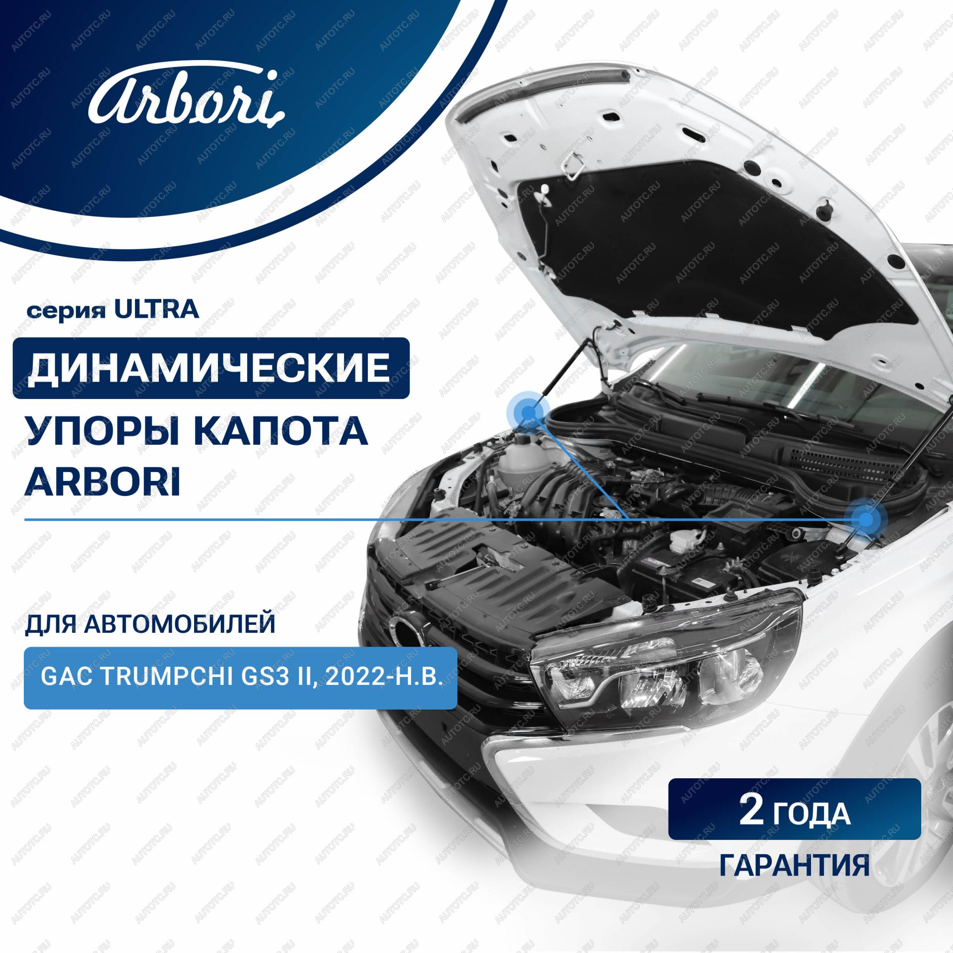 3 499 р. Упоры капота Arbori  GAC GS3 (2023-2025)  с доставкой в г. Пермь