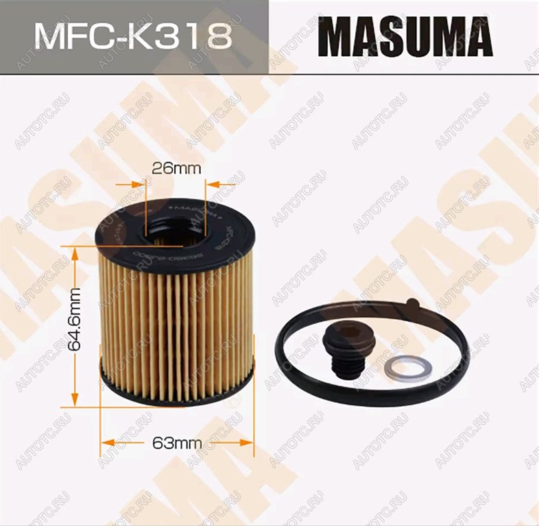 589 р. Фильтр масляный HYUNDAI Creta (21-),Elantra (20-),Tucson (21-) KIA Sportage (22-) (2.0) MASUMA MASUMA mfck318  с доставкой в г. Пермь