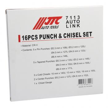 4 499 р. Набор зубил и выколоток 16 предметов в кейсе JTC JTC TOOLS CO., LTD jtc-7113  с доставкой в г. Пермь. Увеличить фотографию 8