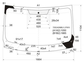 Стекло лобовое Nissan Primastar 02-14  Opel Vivaro 01-14  Renault Trafic 01-14 XYG 7252AGNBLV LFW/X