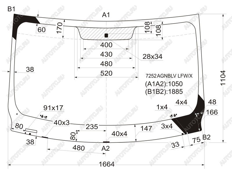 8 399 р. Стекло лобовое Nissan Primastar 02-14  Opel Vivaro 01-14  Renault Trafic 01-14 XYG 7252AGNBLV LFW/X  с доставкой в г. Пермь