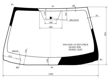 Стекло лобовое Hyundai Santa Fe 12-19  Grand Santa Fe 13-18 XYG HYU-SUV-13-VCP LFW/X