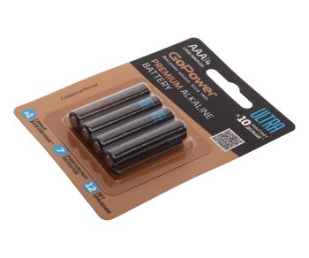 Батарейка AAA LR03 1.5V блистер 4шт. Alkaline Ultra GOPOWER GOPOWER 00-00026396